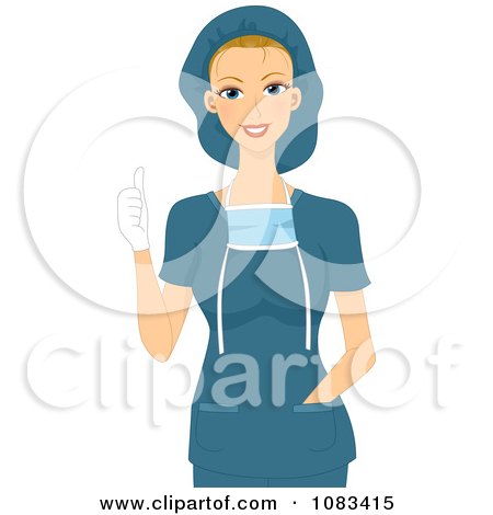 Clipart Female Surgeon Holding A Thumb Up - Royalty Free Vector Illustration by BNP Design Studio