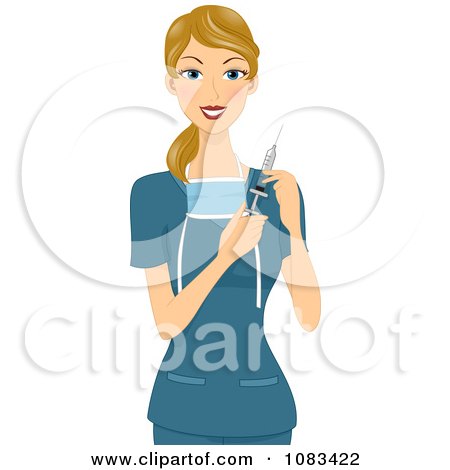 Clipart Female Surgeon Holding A Syringe - Royalty Free Vector Illustration by BNP Design Studio