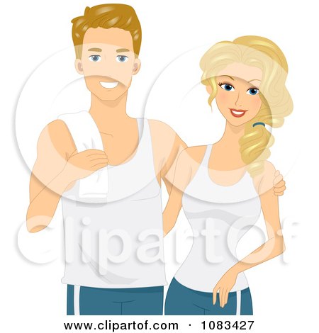 Clipart Active Fitness Couple - Royalty Free Vector Illustration by BNP Design Studio