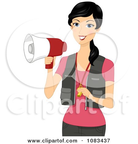 Clipart Female Coach Holding A Megaphone - Royalty Free Vector Illustration by BNP Design Studio