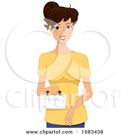 Clipart Woman Carrying A First Aid Kit - Royalty Free Vector Illustration by BNP Design Studio