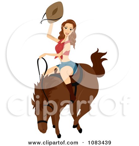 Clipart Woman Riding A Bucking Horse - Royalty Free Vector Illustration by BNP Design Studio