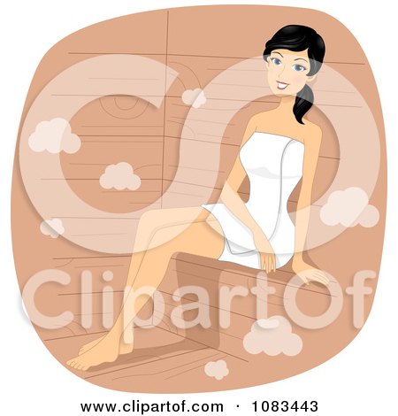 Clipart Woman Sitting In A Sauna - Royalty Free Vector Illustration by BNP Design Studio