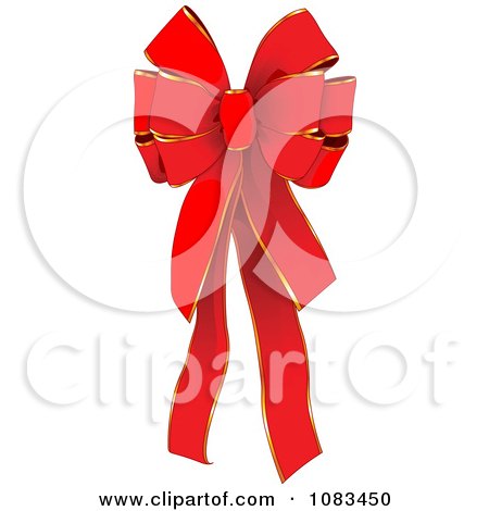 Clipart Red Christmas Bow With Golden Accents - Royalty Free Vector Illustration by Pushkin