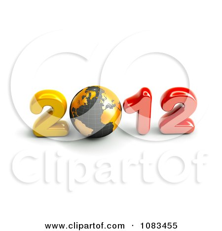 Clipart 3d Gold And Red 2012 With A Globe - Royalty Free CGI Illustration by chrisroll