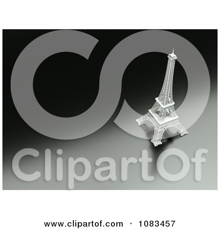 Clipart 3d White Eiffel Tower On Dark Gradient - Royalty Free CGI Illustration by chrisroll