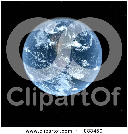 Clipart 3d Planet Earth Over Black - Royalty Free CGI Illustration by chrisroll