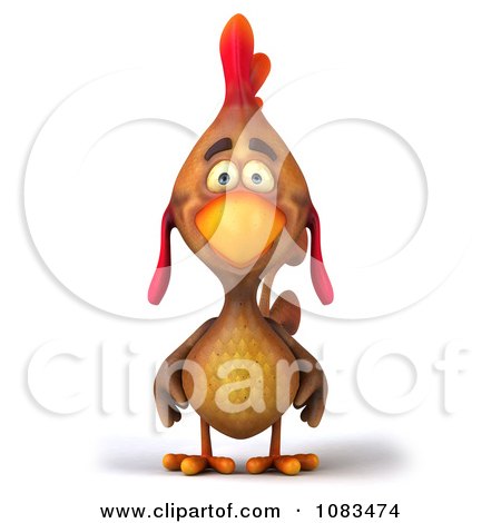 Clipart 3d Brown Cock Rooster - Royalty Free CGI Illustration by Julos