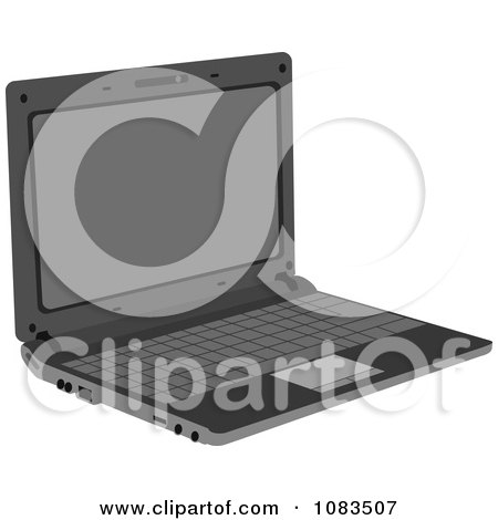 Clipart Open Gray Laptop - Royalty Free Vector Illustration by Andrei Marincas