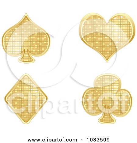 Clipart Gold Mosaic Playing Card Poker Suit Symbols - Royalty Free Vector Illustration by Andrei Marincas