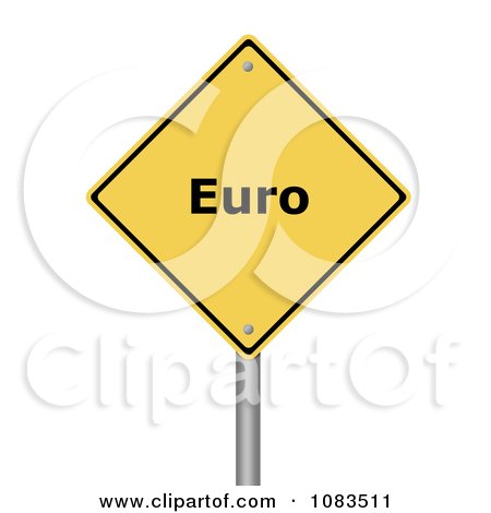 Clipart 3d Euro Yellow Warning Sign - Royalty Free CGI Illustration by oboy
