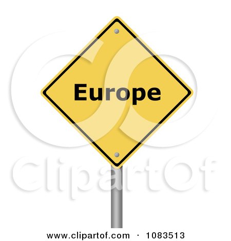 Clipart 3d Europe Yellow Warning Sign - Royalty Free CGI Illustration by oboy