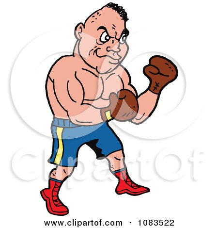 Clipart Strong Caucasian Male Boxer - Royalty Free Vector Illustration by LaffToon