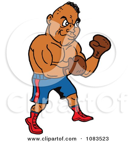 Clipart Strong Hispanic Male Boxer - Royalty Free Vector Illustration by LaffToon