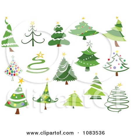 Clipart Variety Of Christmas Tree Designs - Royalty Free Vector Illustration by yayayoyo