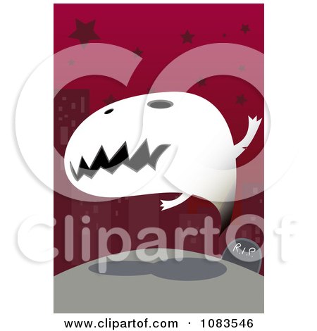 Clipart Ghost Rising Over Its Grave - Royalty Free Vector Illustration by mayawizard101