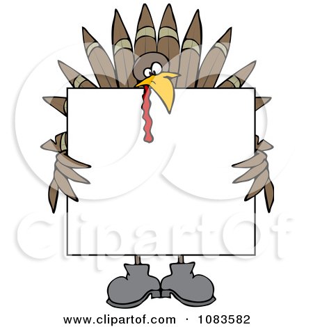 Clipart Turkey Holding A Thanksgiving Sign - Royalty Free Vector Illustration by djart
