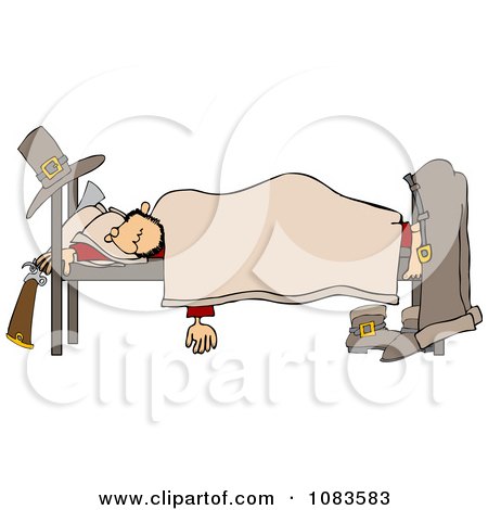 Clipart Male Pilgrim Sleeping - Royalty Free Vector Illustration by djart