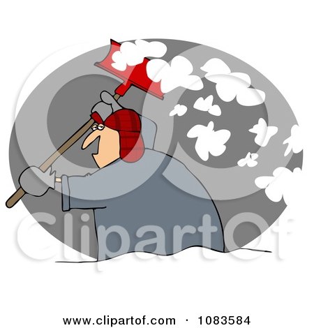 Clipart Man Shoveling Snow At Night - Royalty Free Illustration by djart