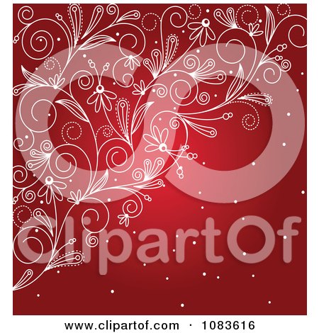 Clipart Red Snow And Floral Background - Royalty Free Vector Illustration by Vector Tradition SM