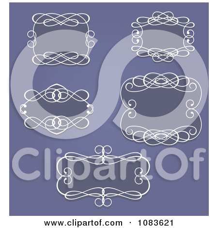 Clipart Ornate White Frames On Purple - Royalty Free Vector Illustration by Vector Tradition SM