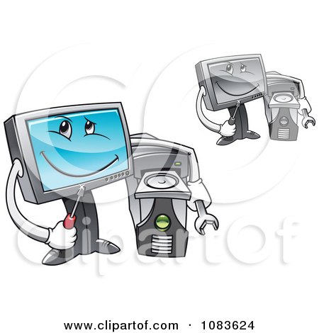 Clipart Computer Repair Technician Characters - Royalty Free Vector Illustration by Vector Tradition SM