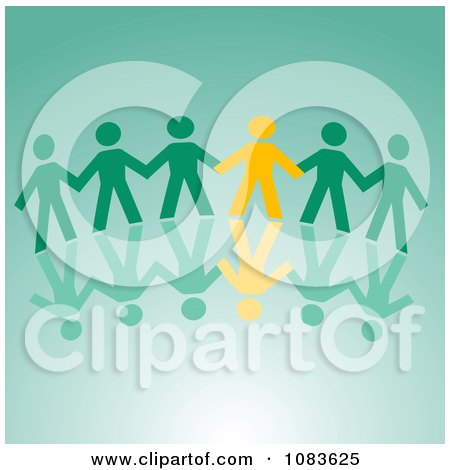 Clipart Yellow Paper Person Holding Hands With Green People - Royalty Free Vector Illustration by Vector Tradition SM