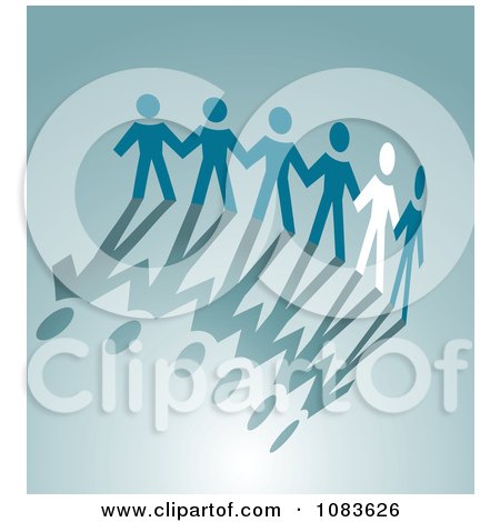 Clipart White Paper Person Holding Hands With Blue People - Royalty Free Vector Illustration by Vector Tradition SM