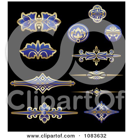 Clipart Gold And Blue Design Elements - Royalty Free Vector Illustration by Vector Tradition SM
