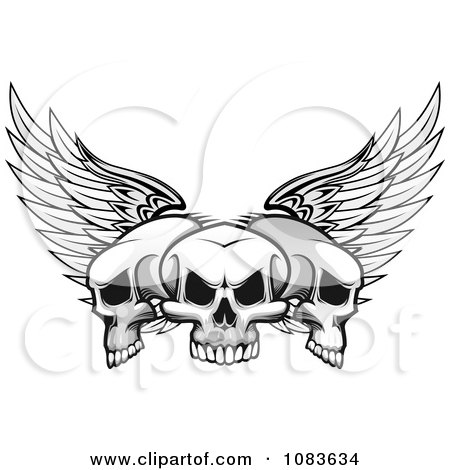 Clipart Three Winged Skulls - Royalty Free Vector Illustration by Vector Tradition SM