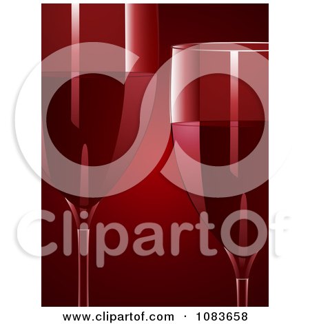 Clipart Two 3d Glasses Of Red Wine On Red - Royalty Free Vector Illustration by elaineitalia
