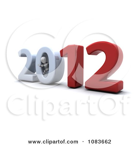 Clipart 3d White Character In The 0 Of 2012 New Year - Royalty Free CGI Illustration by KJ Pargeter