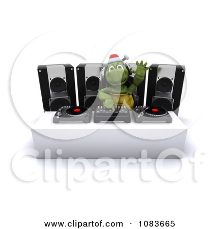 Clipart 3d Tortoise Dj Mixing Music At A Christmas Party - Royalty Free CGI Illustration by KJ Pargeter