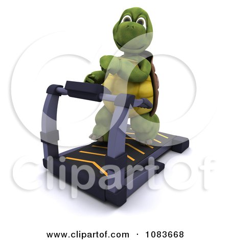 Clipart 3d Tortoise Exercising On A Gym Treadmill - Royalty Free CGI Illustration by KJ Pargeter