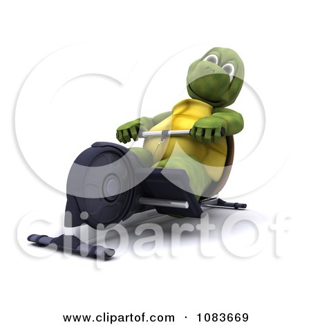 Clipart 3d Tortoise Exercising On A Gym Row Machine - Royalty Free CGI Illustration by KJ Pargeter