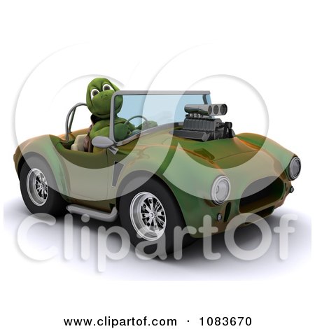 Clipart 3d Tortoise Driving A Convertible Hot Rod - Royalty Free CGI Illustration by KJ Pargeter