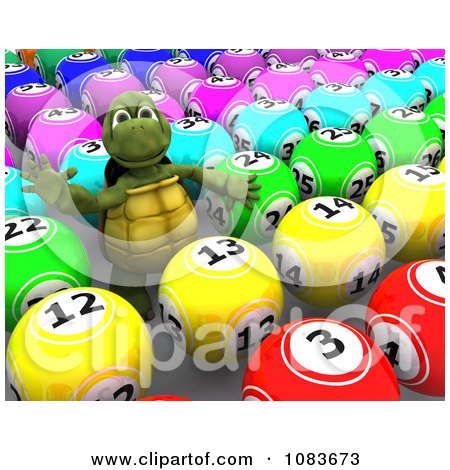 Clipart 3d Tortoise With Colorful Bingo Or Lottery Balls - Royalty Free CGI Illustration by KJ Pargeter