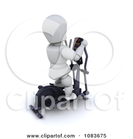 Clipart 3d White Character Exercising On A Gym Crosstrainer - Royalty Free CGI Illustration by KJ Pargeter