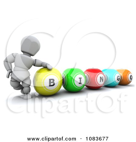 Clipart 3d White Character With Bingo Balls - Royalty Free CGI Illustration by KJ Pargeter
