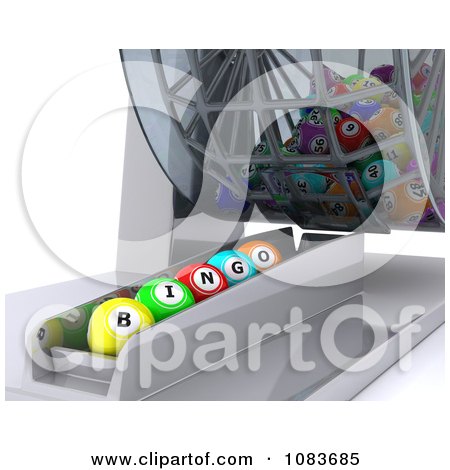 Clipart 3d Bingo Balls Lined Up Under A Dispenser - Royalty Free CGI Illustration by KJ Pargeter