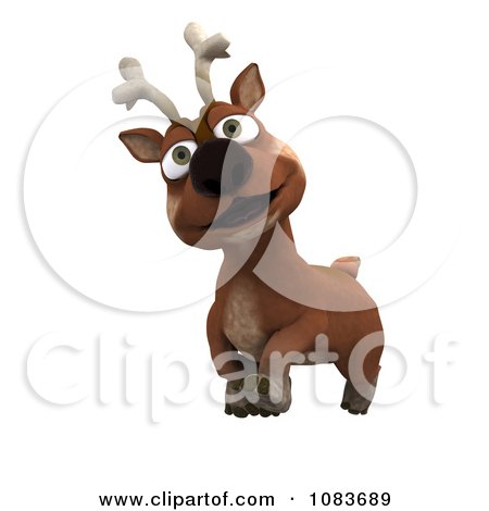 Clipart 3d Happy Christmas Reindeer - Royalty Free CGI Illustration by KJ Pargeter