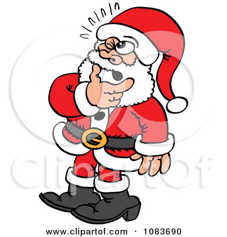 Clipart Doubtful Santa Rubbing His Beard - Royalty Free Vector Illustration by Zooco