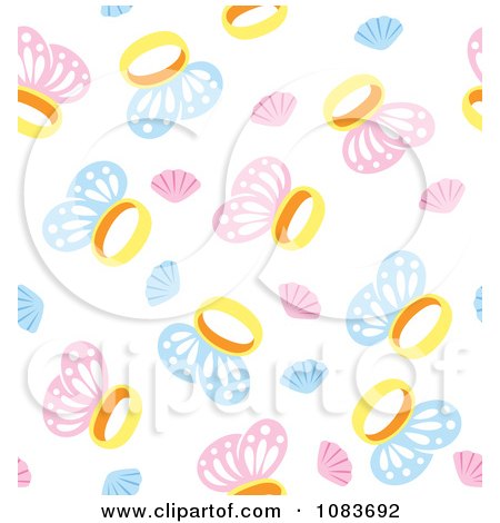 Clipart Seamless Blue And Pink Butterfly Ring Background - Royalty Free Vector Illustration by Cherie Reve