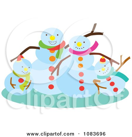 Clipart Snowman Family Waving - Royalty Free Vector Illustration by Cherie Reve