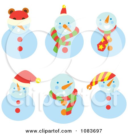 Clipart Snowman With Different Accessories - Royalty Free Vector Illustration by Cherie Reve