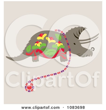 Clipart Triceratops Adorned In Art And Jewelery - Royalty Free Vector Illustration by Cherie Reve