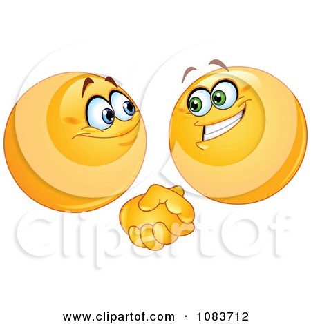 Clipart Emoticon Smileys Shaking Hands - Royalty Free Vector Illustration by yayayoyo