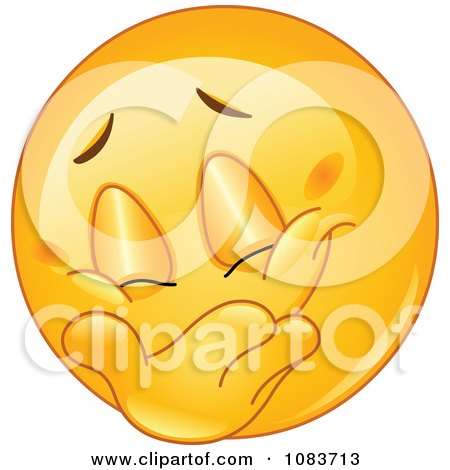 Clipart Laughing Emoticon Smiley Covering His Grin - Royalty Free Vector Illustration by yayayoyo
