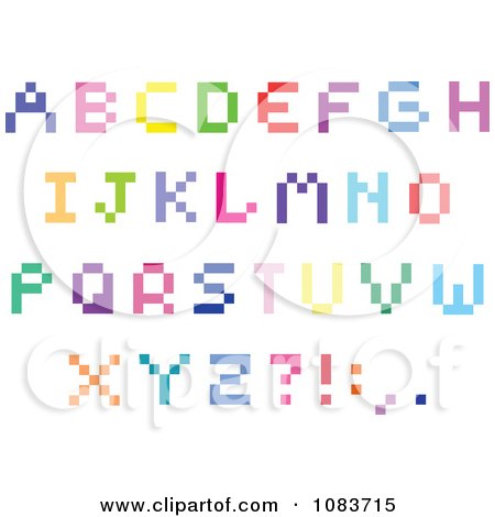 Clipart Colorful Capital Pixel Letters - Royalty Free Vector Illustration by yayayoyo