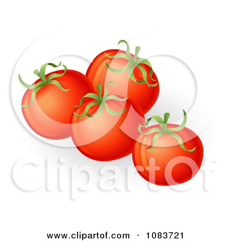 Clipart 3d Plump Red Organic Tomatoes - Royalty Free Vector Illustration by AtStockIllustration